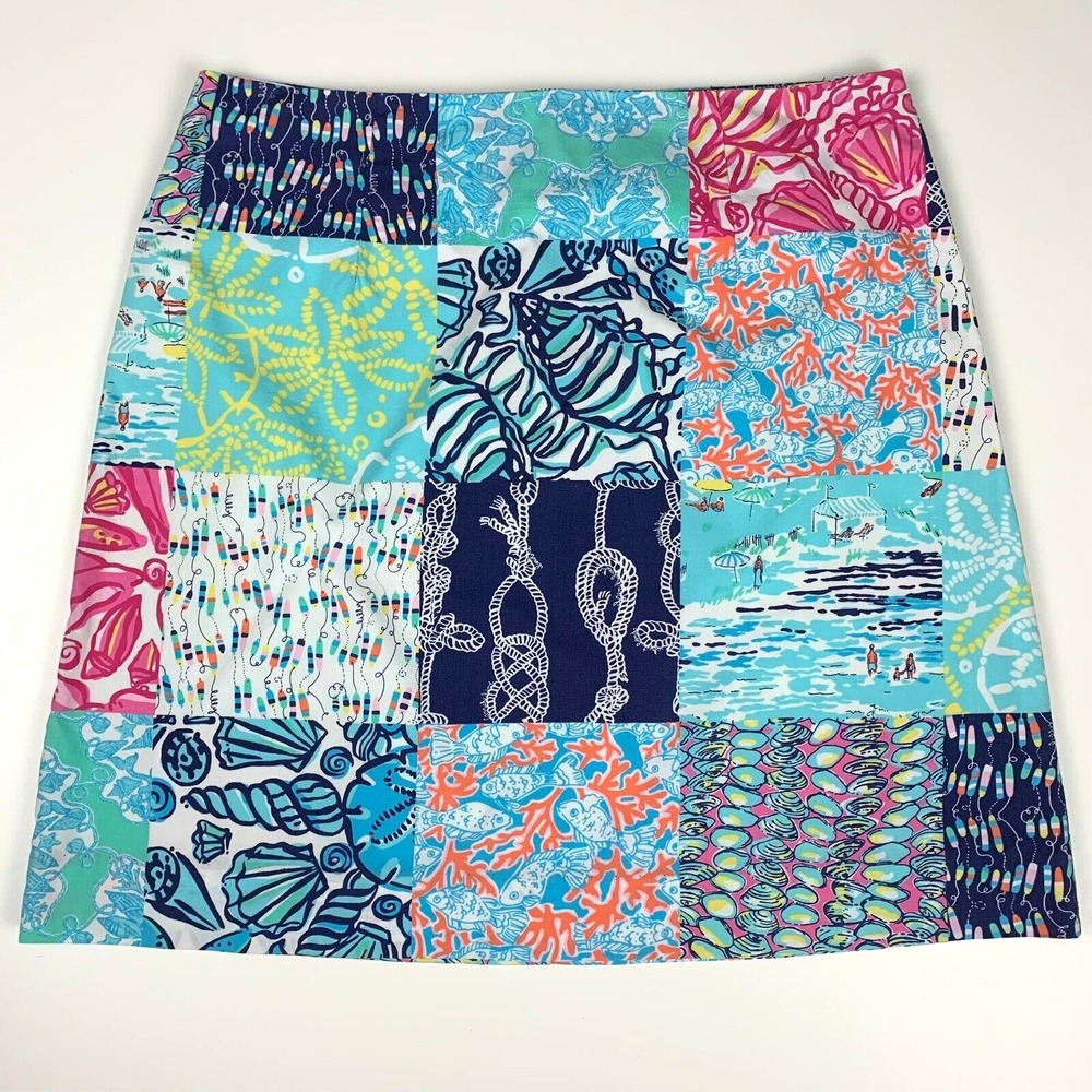 HTF Lilly Pulitzer Mini Skirt in Nautical Summer Sailor Printed Patch sz‎ 0